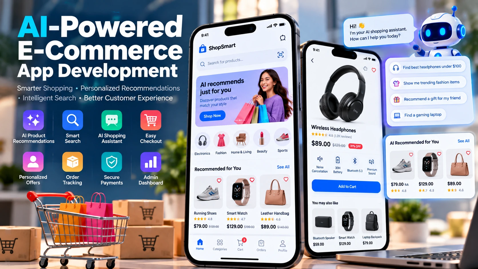 KI-gestützte E-Commerce-App mit personalisierten Produktempfehlungen und smartem Einkaufsassistenten