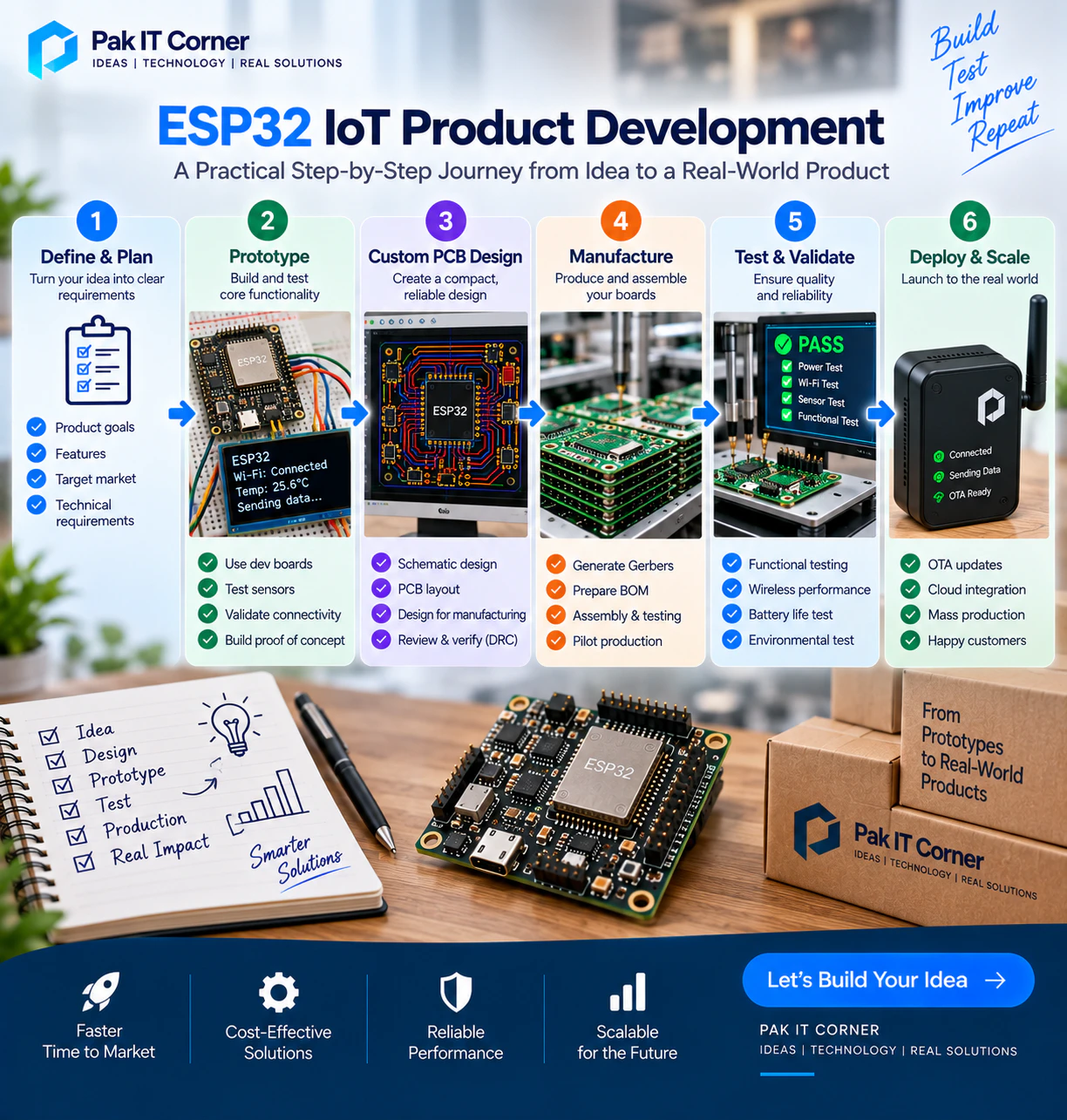 ESP32 custom PCB development for production-ready IoT products
