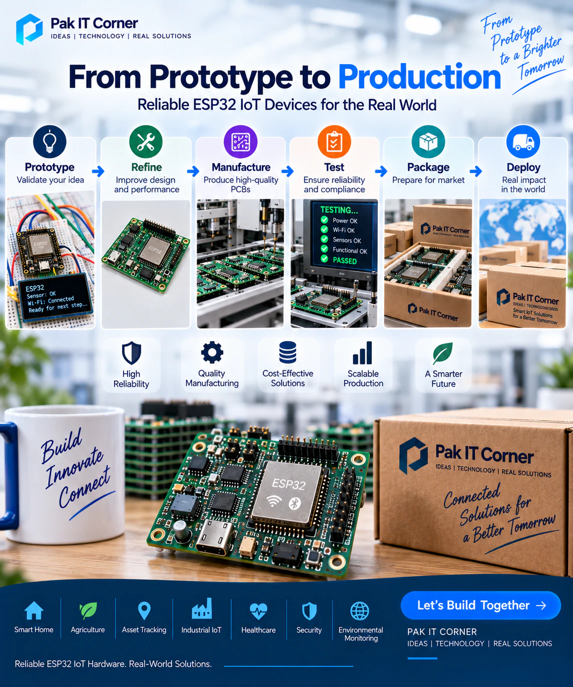 ESP32 IoT prototype to production manufacturing and testing process