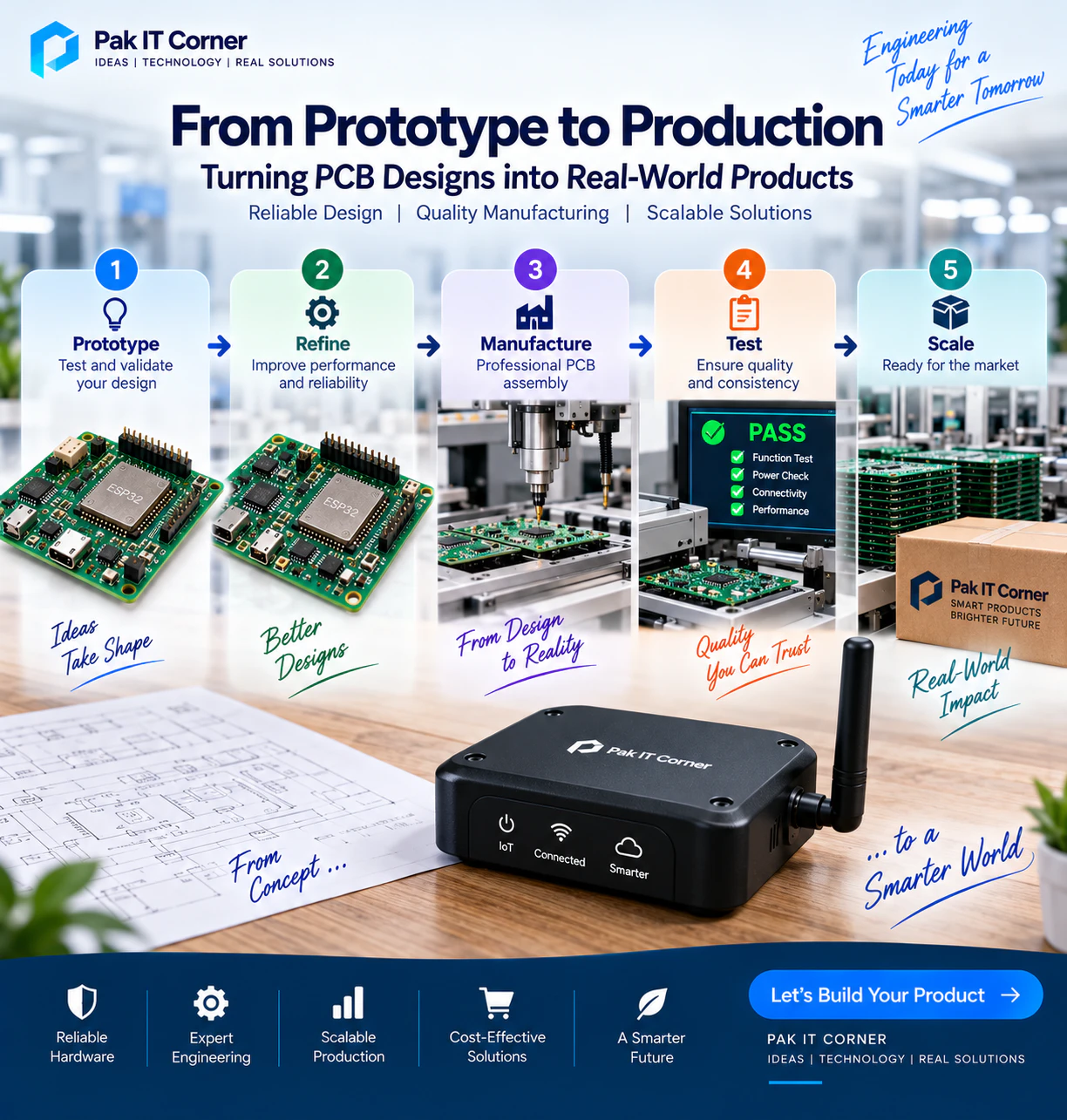 From PCB prototype to mass production workflow with testing quality control and scaling