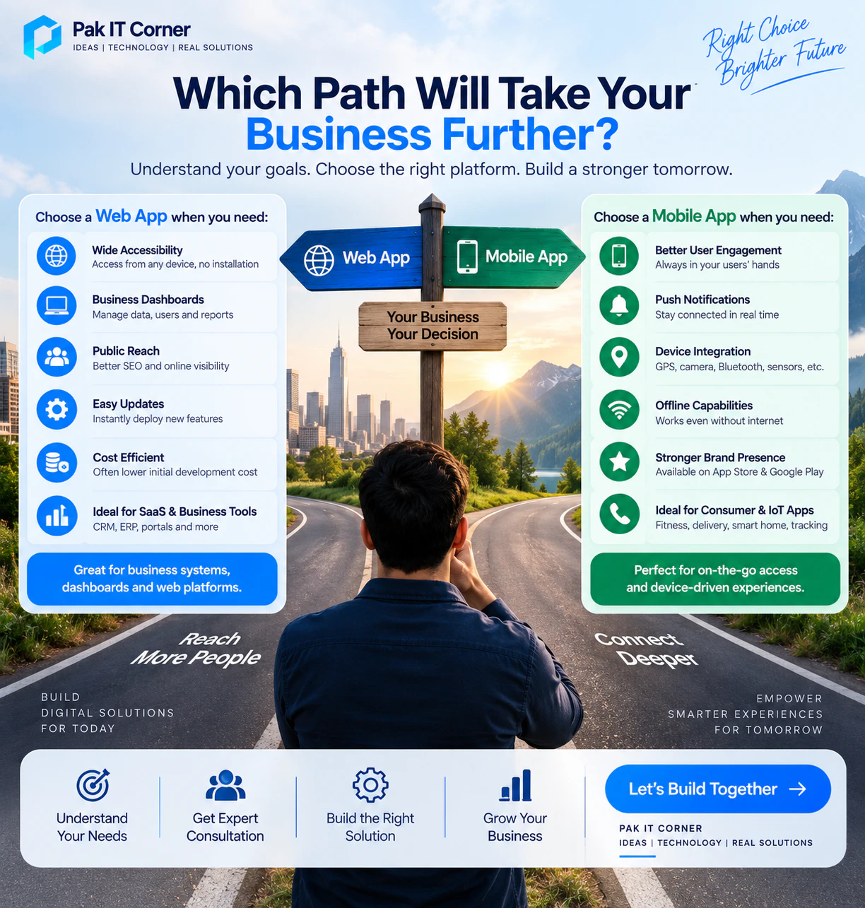 Decision guide for choosing between a web app and mobile app for business growth