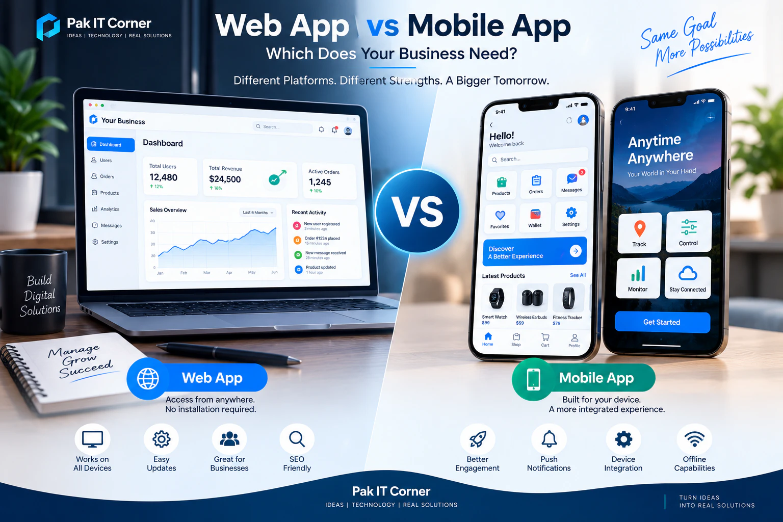 Vergleich zwischen Web App und mobiler App für digitale Unternehmensprodukte