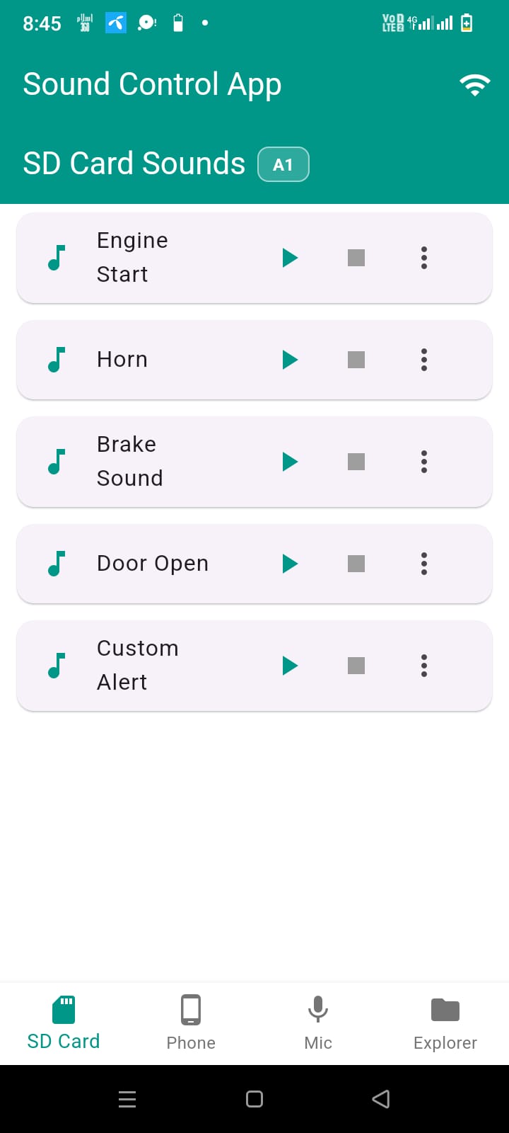ChannelCast SD Card Sounds screen